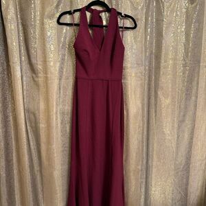 Dress The Population Shiloh Dark Magenta Halter Maxi Dress XS NWT